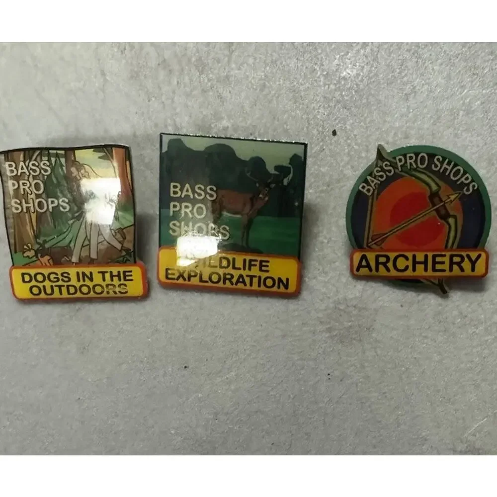Vintage Bass Pro Shops Homeschool Achievement Pin Lot Archery Wildlife Dogs
